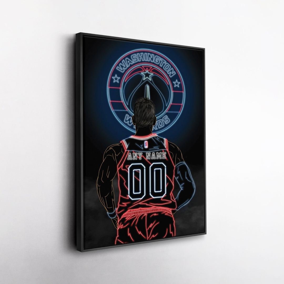 Washington Wizards Personalized Jersey Canvas | Neon Wall Art - CanvasNeon