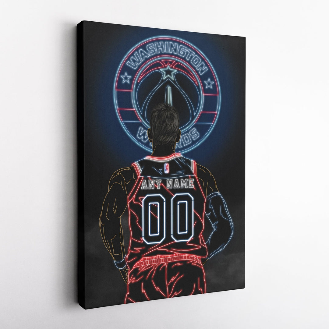 Washington Wizards Personalized Jersey Canvas | Neon Wall Art - CanvasNeon