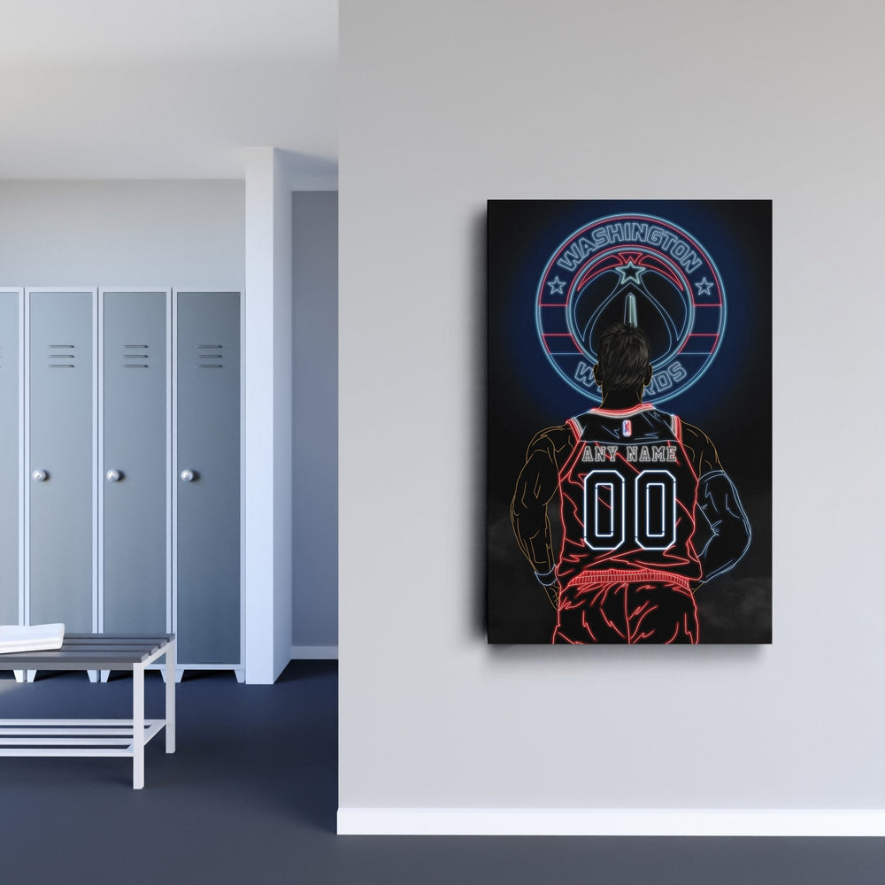 Washington Wizards Personalized Jersey Canvas | Neon Wall Art - CanvasNeon