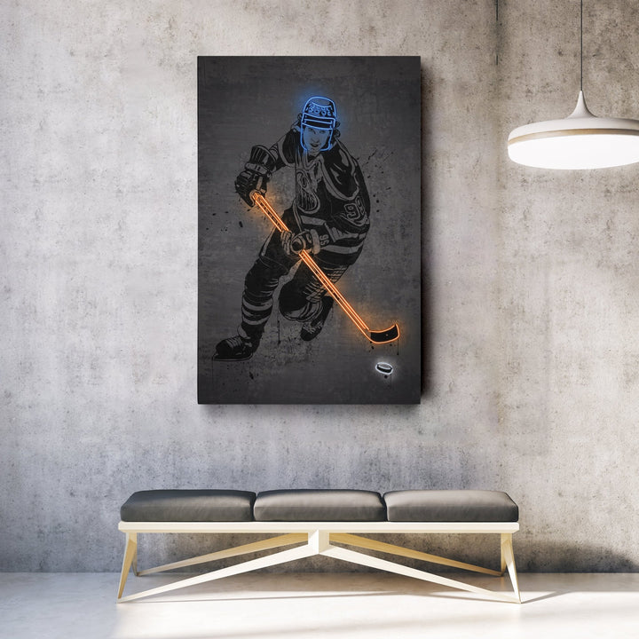 Wayne Gretzky Neon Canvas Art | Modern Wall Decor for Oilers Fans - CanvasNeon
