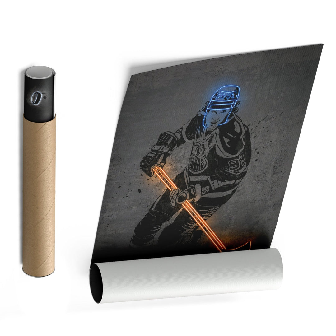 Wayne Gretzky Neon Canvas Art | Modern Wall Decor for Oilers Fans - CanvasNeon