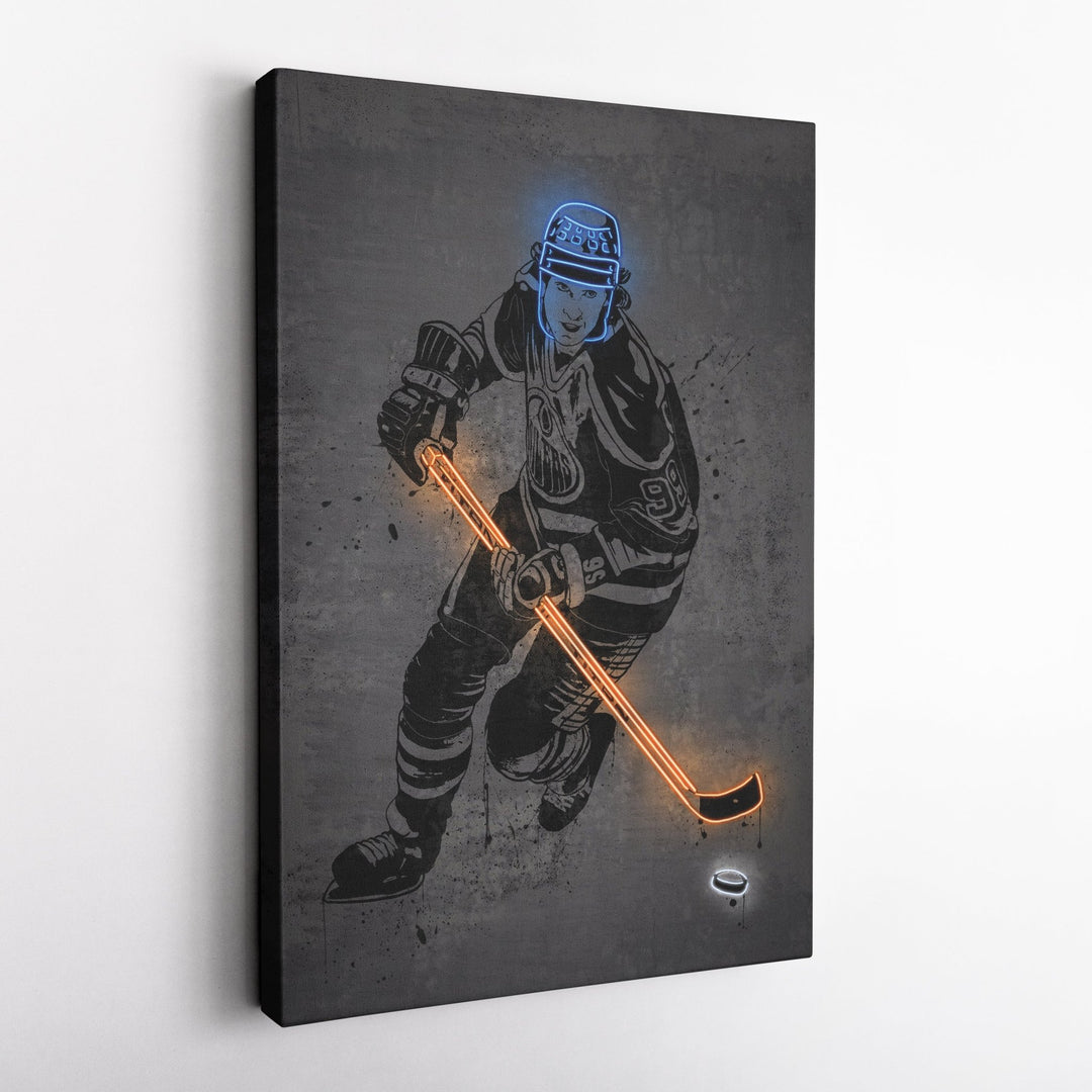Wayne Gretzky Neon Canvas Art | Modern Wall Decor for Oilers Fans - CanvasNeon