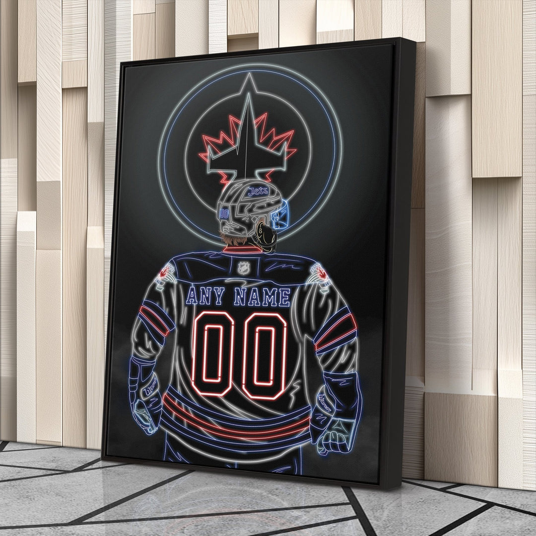 Winnipeg Jets Personalized Jersey Canvas | Neon Wall Art - CanvasNeon