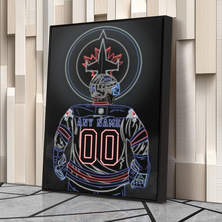 Winnipeg Jets Personalized Jersey Canvas | Neon Wall Art - CanvasNeon