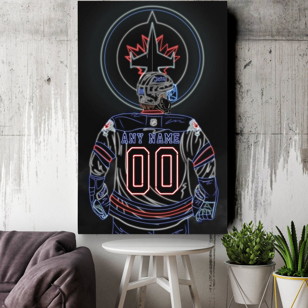 Winnipeg Jets Personalized Jersey Canvas | Neon Wall Art - CanvasNeon