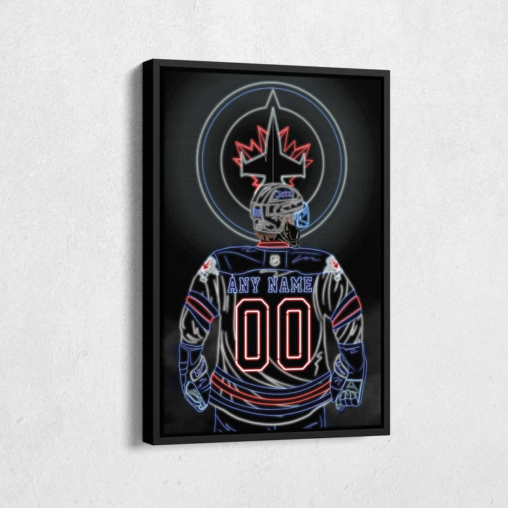 Winnipeg Jets Personalized Jersey Canvas | Neon Wall Art - CanvasNeon