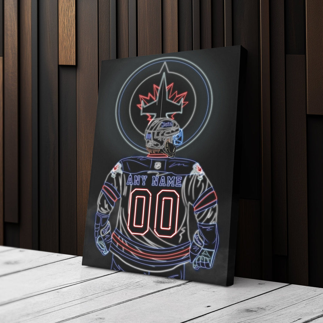 Winnipeg Jets Personalized Jersey Canvas | Neon Wall Art - CanvasNeon