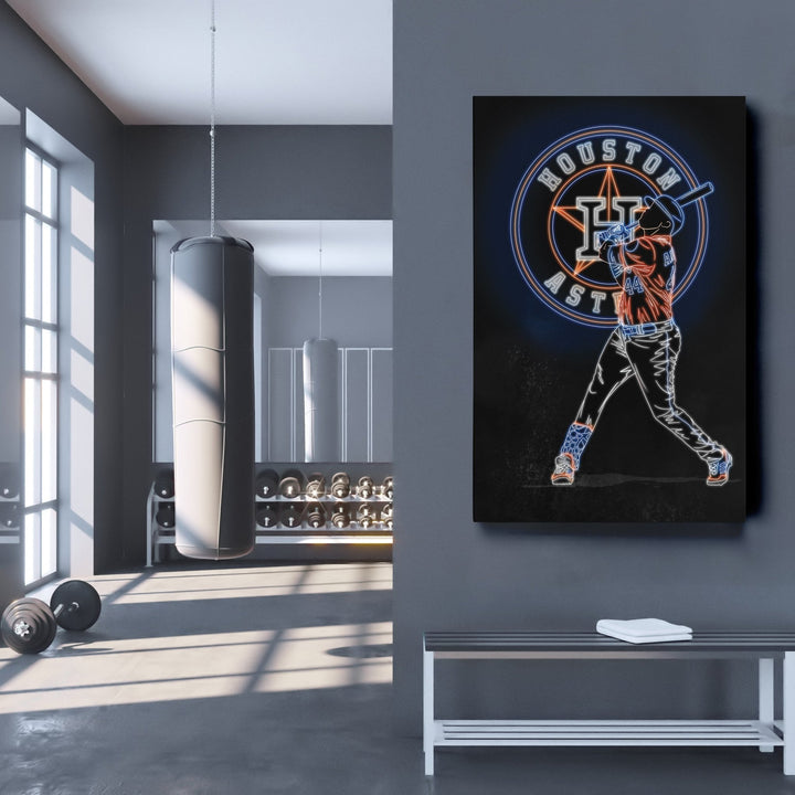 Yordan Alvarez Neon Canvas Art | Astros Wall Decor - CanvasNeon
